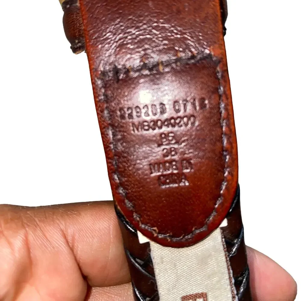 Fossil Genuine Leather Rope Belt Country Western Brown with gold hardware sz 38